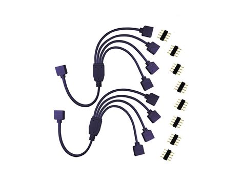 Enlabs 12V 4-Pin RGB 4-Way Female to x Female RBW LED Strip Splitter Cable,4 Port AURA RGB ...