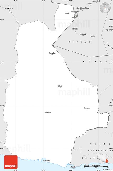 Silver Style Simple Map of Sistan and Baluchestan