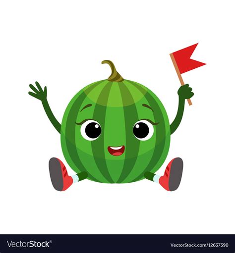 Watermelon character sitting emoji sticker Vector Image