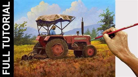 Step by Step Painting Tutorial : How to Paint A Tractor in Acrylics / JMLisondra - YouTube