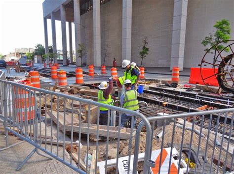 Houston in Pics: Light Rail Construction pics Downtown Houston track-laying work 2014