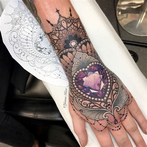 #jeweltattoo #jewel #lace #lacetattoo #jennakerr #tattoo | Lace tattoo, Hand tattoos, Hand ...