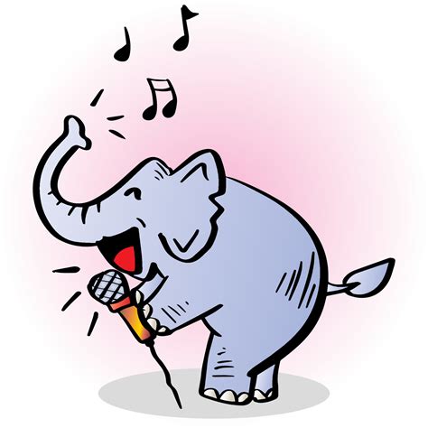 Cartoon happy elephant sings in karaoke. Animal cartoon character ...