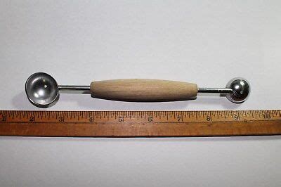 Vintage Melon Baller Double Sided End Scoop Two Sizes Wood Handle Made By Ekco | eBay