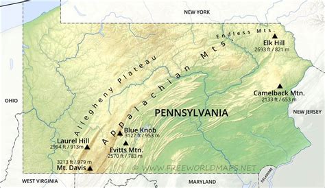 Mountain Ranges In Pennsylvania Map - Cape May County Map