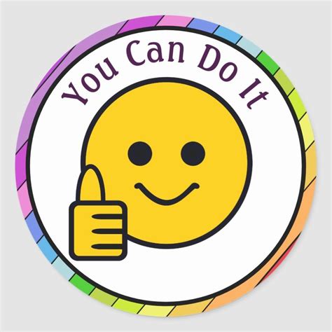 Thumbs Up Face You Can Do It Classic Round Sticker | Zazzle.com in 2020 | Motivational sticker ...