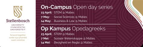 Book tickets for STELLENBOSCH UNIVERSITY ON-CAMPUS OPEN DAY SERIES