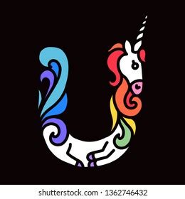 Letter U Unicorn Written By Unicorns Stock Illustration 1362746432 ...