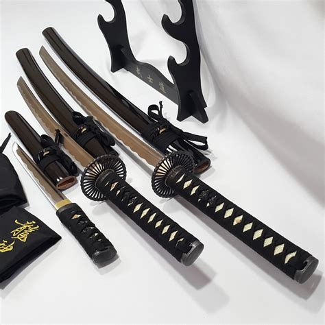 Katana Wakizashi y Tanto Set de Espadas Samurai 100% Funcionales Cuchilla Grabada – Blade Shop ...