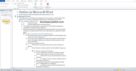 Outline in Microsoft Word - Developer Publish Tutorials