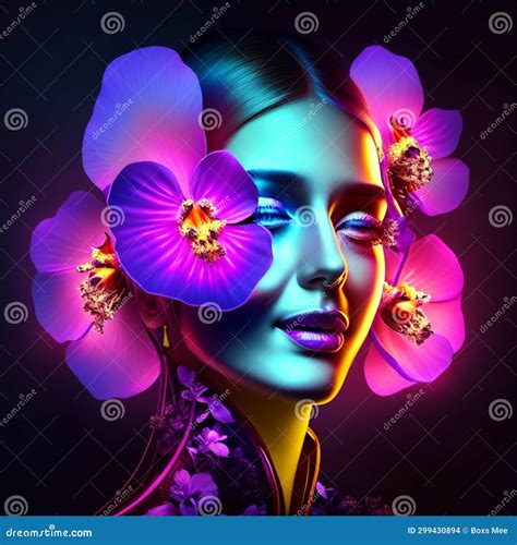 3d Illustration of a Beautiful Woman with Orchids in Her Hair AI Generated Stock Illustration ...