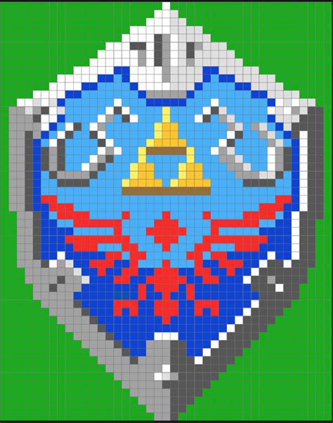 Hylian Shield from Zelda: Ocarina of Time Perler Bead Pattern - Pixel Art Shop