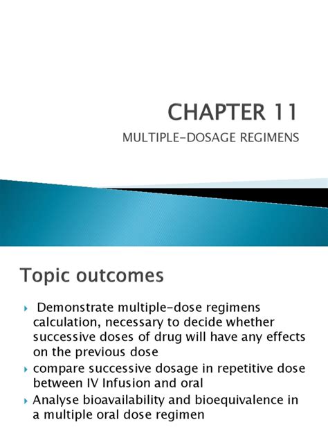 Chapter 11 Multiple Dosage Regimen | PDF | Pharmacokinetics | Bioavailability