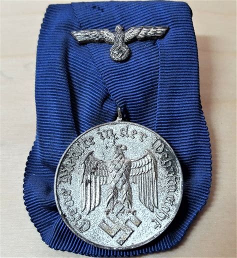 WW2 GERMAN FOUR YEAR LONG SERVICE MEDAL – MOUNTED AS WORN – JB Military Antiques