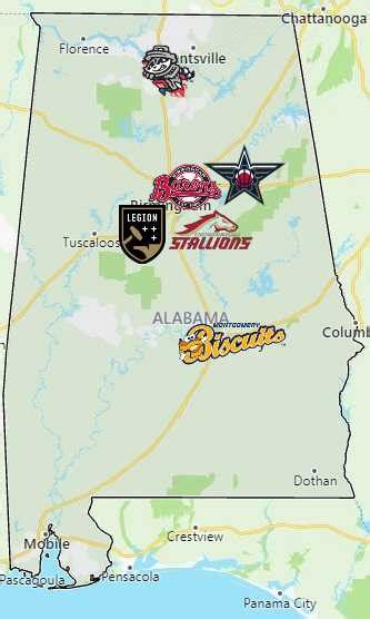 Sports Teams in Alabama - Sport League Maps