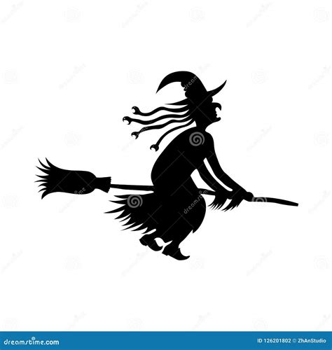 Witch flying on a broom stock vector. Illustration of sorcerer - 126201802