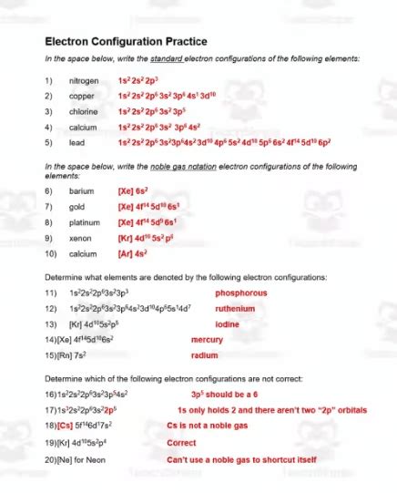 The Best Electron Configuration Practice Worksheet - The Teach Simple Blog