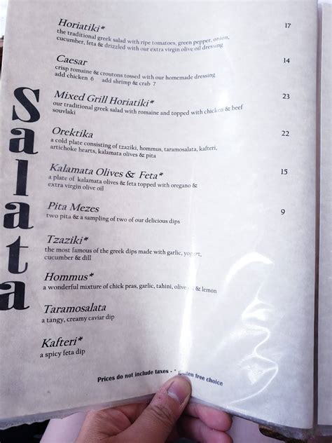 Menu at Olympia Greek Taverna pizzeria, Kelowna