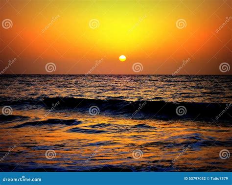 Sunset on Malvan Beach stock photo. Image of situated - 53797032