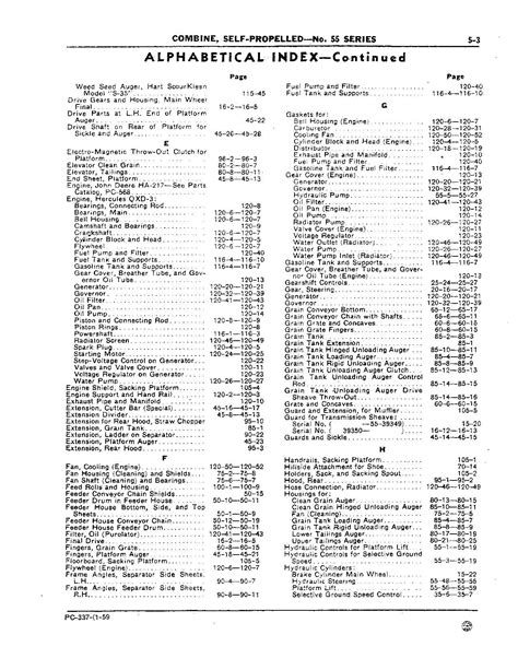 JOHN DEERE 55 COMBINE PARTS CATALOG MANUAL #1 – PROFMANUAL