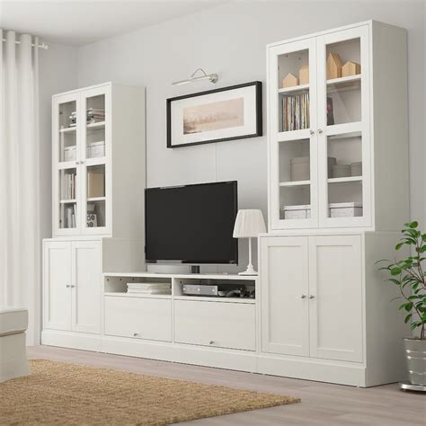 IKEA HAVSTA White TV storage combination/glass doors | Glass cabinet doors, Living room built ...