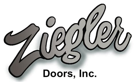 the ziegler doors, inc logo is shown in grey and black letters on a ...