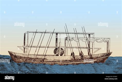 Color enhanced illustration of the Fitch steamboat. John Fitch (1743-1798) was an American ...