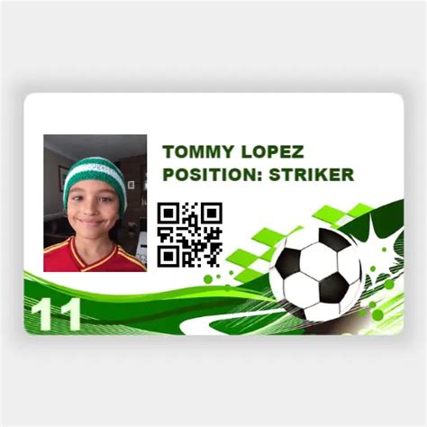 Soccer Player Card | Horizontal | Great Selection of Plastic Membership ...