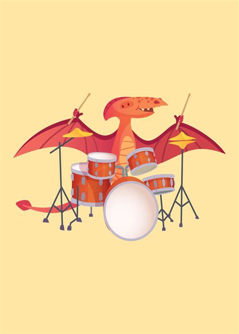 'Dinosaur play music' Poster, picture, metal print, paint by Benny ...