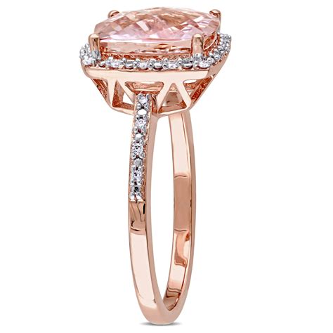 3.10ct Cushion Cut Morganite & Diamond Engagement Ring 14K Rose Gold Over Silver - Engagement ...