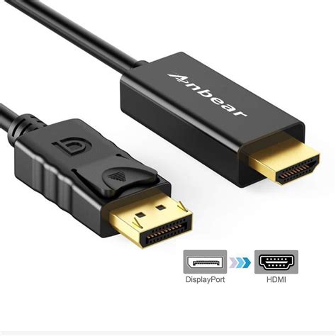 Display Port to HDMI Cable,Anbear Gold Plated Displayport to HDMI Cable ...