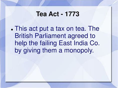 PPT - Tea Act - 1773 PowerPoint Presentation, free download - ID:6881823