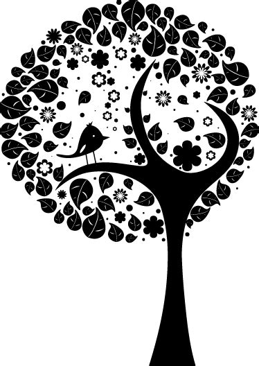 Sticker décoratif arbre feuillu et oiseau - TenStickers