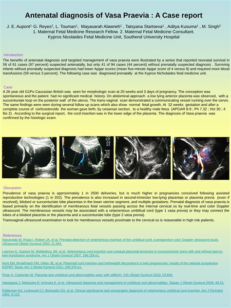 (PDF) Antenatal diagnosis of Vasa Praevia : A Case report · PDF ...