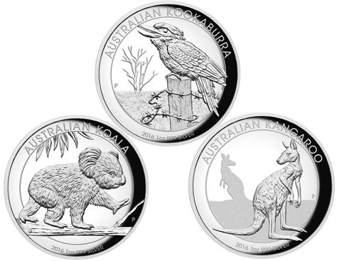 2016 $1 Australian 1oz Silver High Relief Proof 3 Coin Set Collection ...