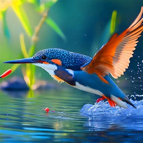 A Kingfisher bird is hunting fish | Premium AI-generated image