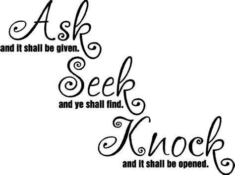 Ask Seek Knock Christian Bible Verse Vinyl Decal Sticker Wall Letters ...