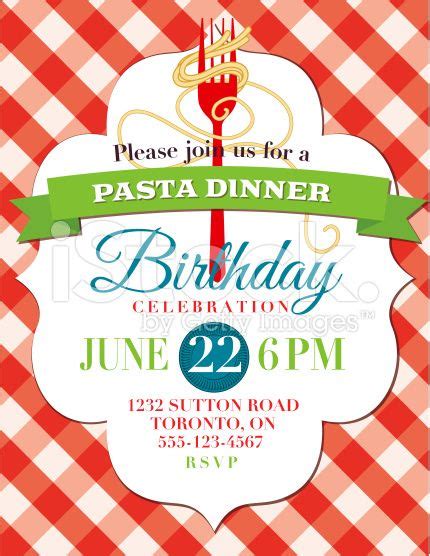 Spaghetti Dinner Vertical Invitation Template on red and white ...