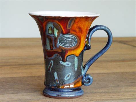 Unique Pottery Mug. Tea or Coffee Mug, Cute Ceramic Mug, Hand thrown and Hand painted Pottery ...