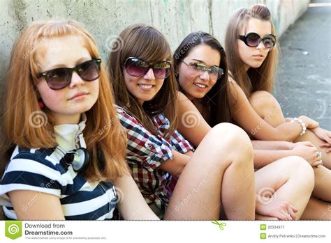 Group of Friends Smiling Outdoors Stock Image - Image of cute ...