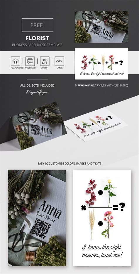 Florist - Free PSD Business Card Template - 10032841 | by ElegantFlyer