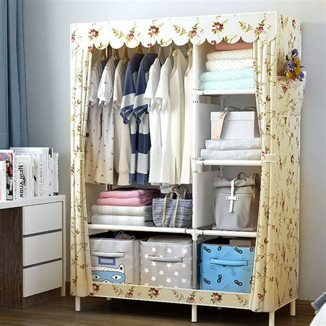 59''-67'' Cloth Wardrobe, Non-woven Fabric Clothes Closet, Dustproof Cover Clothes Rack Shelf ...