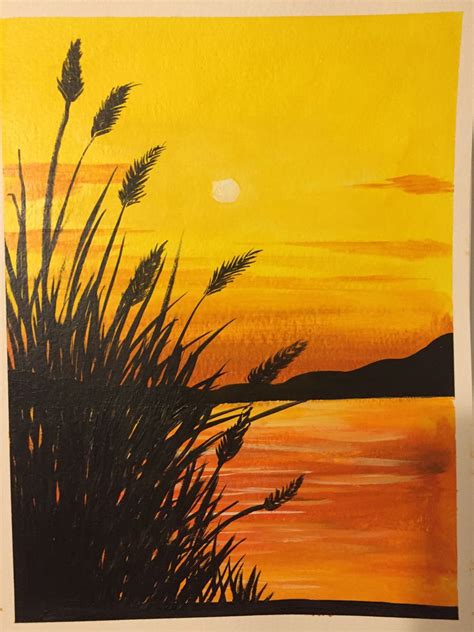 Bright yellow and orange sunset acrylic paintinc Sunset Painting ...