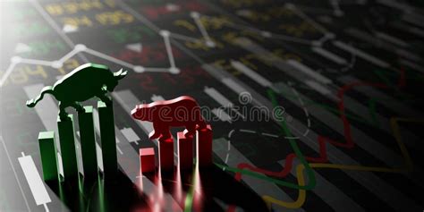 Bullish and Bearish Stock Market 3D Render Stock Illustration - Illustration of finance, economy ...