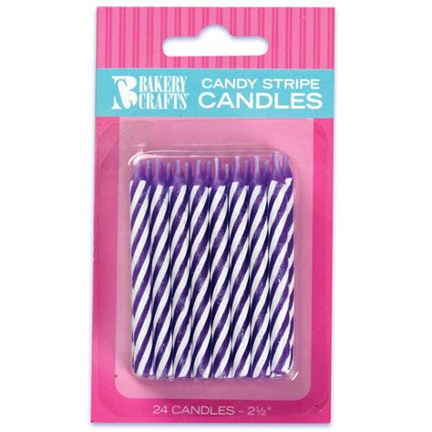 Purple Stripe Birthday Candles (24) - ThePartyWorks