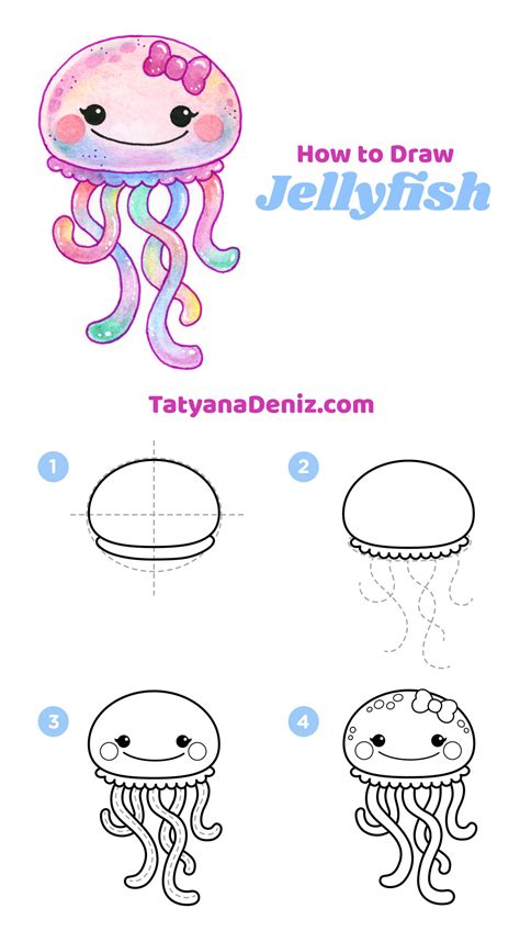 Cute Kawaii Jellyfish Coloring Page Outline Sketch Drawing Vector Fish | The Best Porn Website