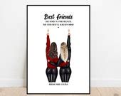 Best Friend Illustration Personalised Friend Gift Best - Etsy