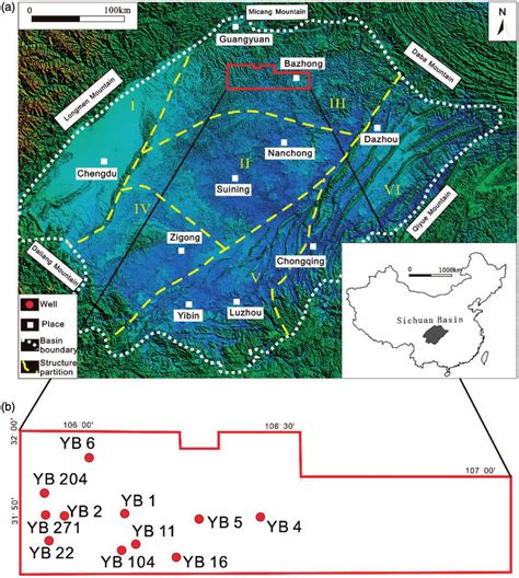 (a) Location and geological setting of the Sichuan Basin (the northern ...