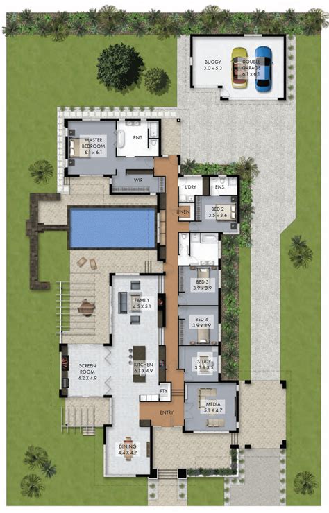Howdy! It's Floor Plan Friday again and today I have this luxury 4 bedroom family home with a ...