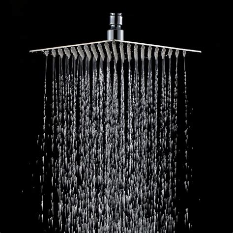 20x20cm 8 Square Stainless Steel Rain Shower Head Rainfall Bathroom Top Sprayer Thin high ...